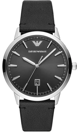 Buy Shop Emporio Armani Ruggero Black Dial Black Leather Strap Watch for Men - AR11193 USA Online
