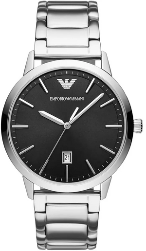 Buy Shop Emporio Armani Ruggero Black Dial Silver Steel Strap Watch for Men - AR11310 USA Online