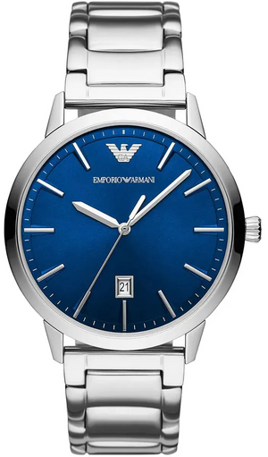 Buy Shop Emporio Armani Ruggero Blue Dial Silver Steel Strap Watch for Men - AR11311 USA Online