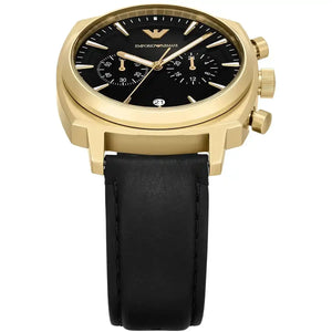 Buy Shop Emporio Armani Ruggero Chronograph Black Dial Black Leather Strap Watch for Men - AR11690 USA Online