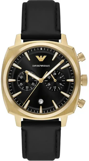 Buy Shop Emporio Armani Ruggero Chronograph Black Dial Black Leather Strap Watch for Men - AR11690 USA Online