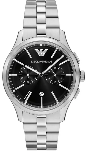 Buy Shop Emporio Armani Ruggero Chronograph Black Dial Silver Steel Strap Watch for Men - AR11691 USA Online