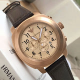 Buy Shop Emporio Armani Ruggero Chronograph Rose Gold Dial Black Leather Strap Watch for Men - AR6087 USA Online