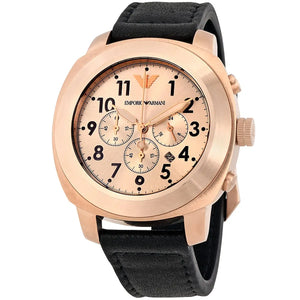 Buy Shop Emporio Armani Ruggero Chronograph Rose Gold Dial Black Leather Strap Watch for Men - AR6087 USA Online