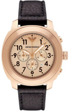 Buy Shop Emporio Armani Ruggero Chronograph Rose Gold Dial Black Leather Strap Watch for Men - AR6087 USA Online