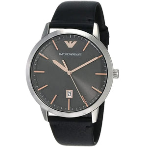 Buy Shop Emporio Armani Ruggero Grey Dial Black Leather Strap Watch for Men - AR11277 USA Online