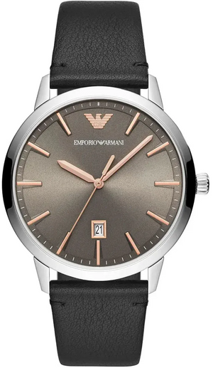 Buy Shop Emporio Armani Ruggero Grey Dial Black Leather Strap Watch for Men - AR11277 USA Online