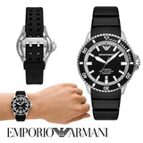 Buy Shop Emporio Armani Sea Explorer Automatic Black Dial Black Silicone Strap Watch For Men - AR60078 USA Online