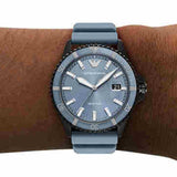 Buy Shop Emporio Armani Sea Explorer Divers Blue Dial Blue Silicone Strap Watch for Men - AR11685 USA Online