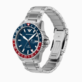 Buy Shop Emporio Armani Sea Explorer GMT Blue Dial Silver Steel Strap Watch For Men - AR11590 USA Online