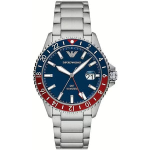 Buy Shop Emporio Armani Sea Explorer GMT Blue Dial Silver Steel Strap Watch For Men - AR11590 USA Online