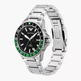 Buy Shop Emporio Armani Sea Explorer GMT Quartz Black Dial Silver Steel Strap Watch For Men - AR11589 USA Online