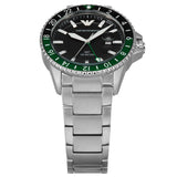 Buy Shop Emporio Armani Sea Explorer GMT Quartz Black Dial Silver Steel Strap Watch For Men - AR11589 USA Online
