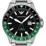Buy Shop Emporio Armani Sea Explorer GMT Quartz Black Dial Silver Steel Strap Watch For Men - AR11589 USA Online
