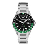 Buy Shop Emporio Armani Sea Explorer GMT Quartz Black Dial Silver Steel Strap Watch For Men - AR11589 USA Online