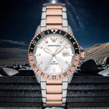Buy Shop Emporio Armani Sea Explorer GMT Quartz White Dial Two Tone Steel Strap Watch For Men - AR11591 USA Online