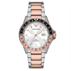 Buy Shop Emporio Armani Sea Explorer GMT Quartz White Dial Two Tone Steel Strap Watch For Men - AR11591 USA Online