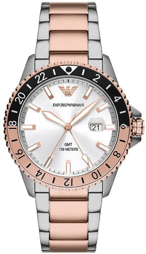 Buy Shop Emporio Armani Sea Explorer GMT Quartz White Dial Two Tone Steel Strap Watch For Men - AR11591 USA Online