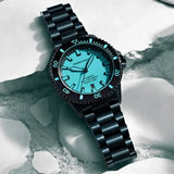 Buy Shop Emporio Armani Sea Explorer Turquoise Blue Dial Black Steel Strap Watch for Men - AR60084 USA Online