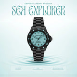 Buy Shop Emporio Armani Sea Explorer Turquoise Blue Dial Black Steel Strap Watch for Men - AR60084 USA Online