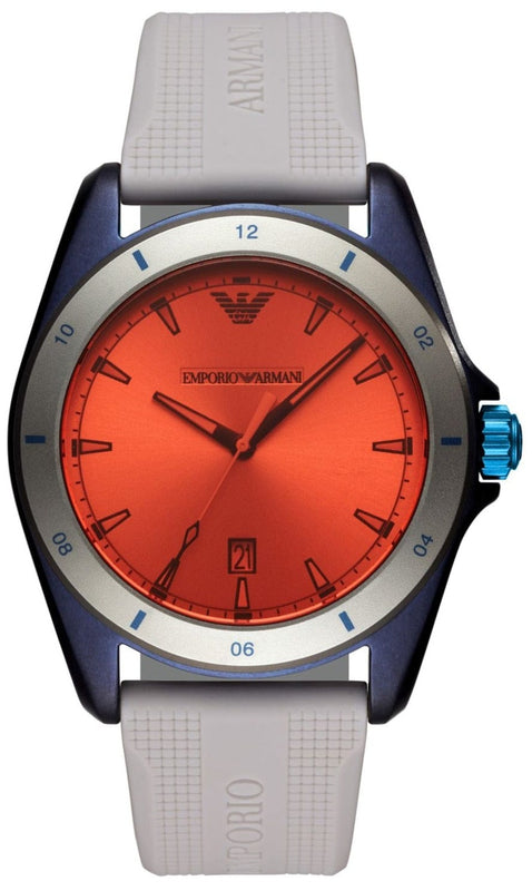 Buy Shop Emporio Armani Sigma Analog Orange Dial Grey Silicone Strap Watch For Men - AR11218 USA Online