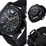 Buy Shop Emporio Armani Sigma Chronograph Black Dial Black Leather Strap Watch For Men - AR6131 USA Online