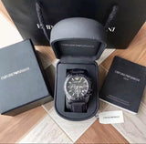 Buy Shop Emporio Armani Sigma Chronograph Black Dial Black Leather Strap Watch For Men - AR6131 USA Online