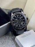 Buy Shop Emporio Armani Sigma Chronograph Black Dial Black Leather Strap Watch For Men - AR6131 USA Online