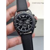 Buy Shop Emporio Armani Sigma Chronograph Black Dial Black Leather Strap Watch For Men - AR6131 USA Online