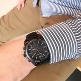 Buy Shop Emporio Armani Sigma Chronograph Black Dial Black Leather Strap Watch For Men - AR6131 USA Online