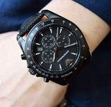 Buy Shop Emporio Armani Sigma Chronograph Black Dial Black Leather Strap Watch For Men - AR6131 USA Online