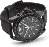 Buy Shop Emporio Armani Sigma Chronograph Black Dial Black Leather Strap Watch For Men - AR6131 USA Online