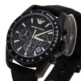 Buy Shop Emporio Armani Sigma Chronograph Black Dial Black Leather Strap Watch For Men - AR6131 USA Online