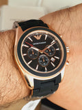 Buy Shop Emporio Armani Sigma Chronograph Black Dial Black SIlicon Strap Watch For Men - AR6066 USA Online