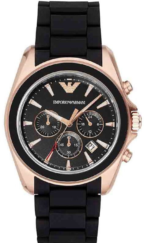 Buy Shop Emporio Armani Sigma Chronograph Black Dial Black SIlicon Strap Watch For Men - AR6066 USA Online