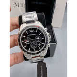 Buy Shop Emporio Armani Sigma Chronograph Black Dial Silver Steel Strap Watch For Men - AR6098 USA Online