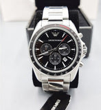 Buy Shop Emporio Armani Sigma Chronograph Black Dial Silver Steel Strap Watch For Men - AR6098 USA Online