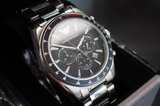 Buy Shop Emporio Armani Sigma Chronograph Black Dial Silver Steel Strap Watch For Men - AR6098 USA Online