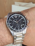 Buy Shop Emporio Armani Sigma Chronograph Black Dial Silver Steel Strap Watch For Men - AR6098 USA Online
