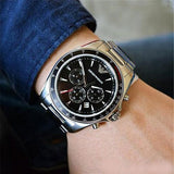Buy Shop Emporio Armani Sigma Chronograph Black Dial Silver Steel Strap Watch For Men - AR6098 USA Online