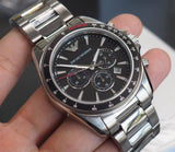 Buy Shop Emporio Armani Sigma Chronograph Black Dial Silver Steel Strap Watch For Men - AR6098 USA Online