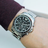 Buy Shop Emporio Armani Sigma Chronograph Black Dial Silver Steel Strap Watch For Men - AR6098 USA Online