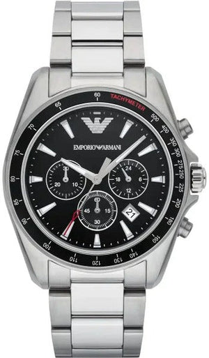 Buy Shop Emporio Armani Sigma Chronograph Black Dial Silver Steel Strap Watch For Men - AR6098 USA Online
