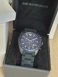 Buy Shop Emporio Armani Sigma Chronograph Blue Dial Black Silicone Strap Watch For Men - AR6121 USA Online
