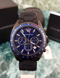 Buy Shop Emporio Armani Sigma Chronograph Blue Dial Black Silicone Strap Watch For Men - AR6121 USA Online