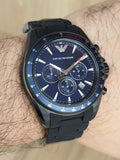 Buy Shop Emporio Armani Sigma Chronograph Blue Dial Black Silicone Strap Watch For Men - AR6121 USA Online