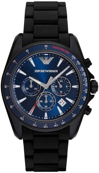 Buy Shop Emporio Armani Sigma Chronograph Blue Dial Black Silicone Strap Watch For Men - AR6121 USA Online