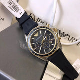Buy Shop Emporio Armani Sigma Chronograph lack Dial Black Rubber Strap Watch For Men - AR80003 USA Online