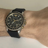 Buy Shop Emporio Armani Sigma Chronograph lack Dial Black Rubber Strap Watch For Men - AR80003 USA Online