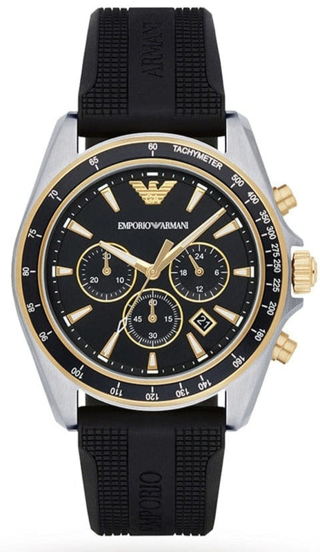 Buy Shop Emporio Armani Sigma Chronograph lack Dial Black Rubber Strap Watch For Men - AR80003 USA Online